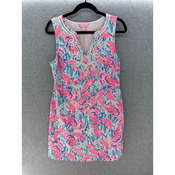 Lilly Pulitzer Women's sz M Harper Shift Dress Cotton Bright Preppy Coastal Soft - Picture 1 of 10